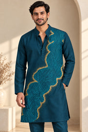 Turkish Green Embroidery Kurta - detail