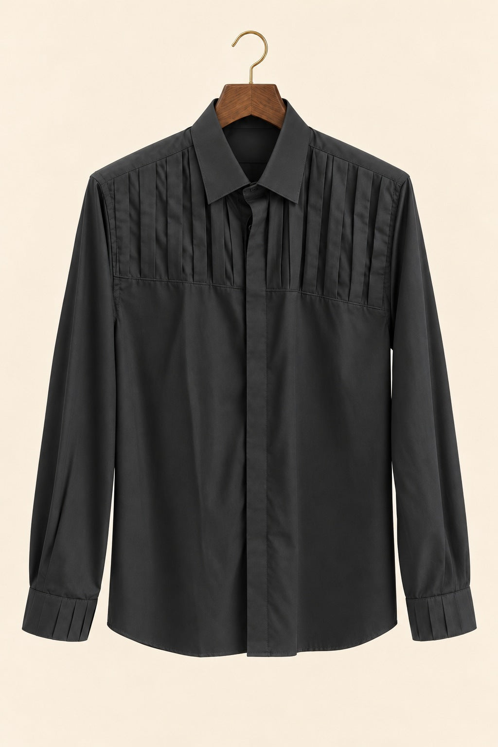Vertical Pleat Giza Cotton Shirt - hanger