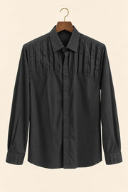 Vertical Pleat Giza Cotton Shirt - hanger