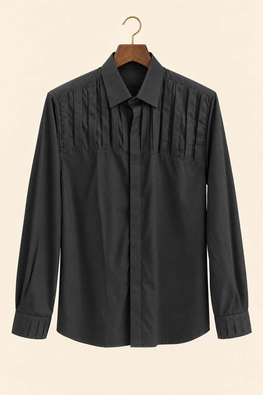 Vertical Pleat Giza Cotton Shirt