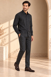 Vertical Pleat Giza Cotton Shirt - three-quarter model