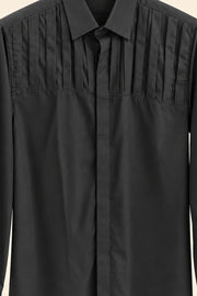 Vertical Pleat Giza Cotton Shirt - detail
