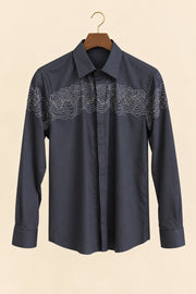 Wave Embroidery Giza Cotton Shirt - hanger