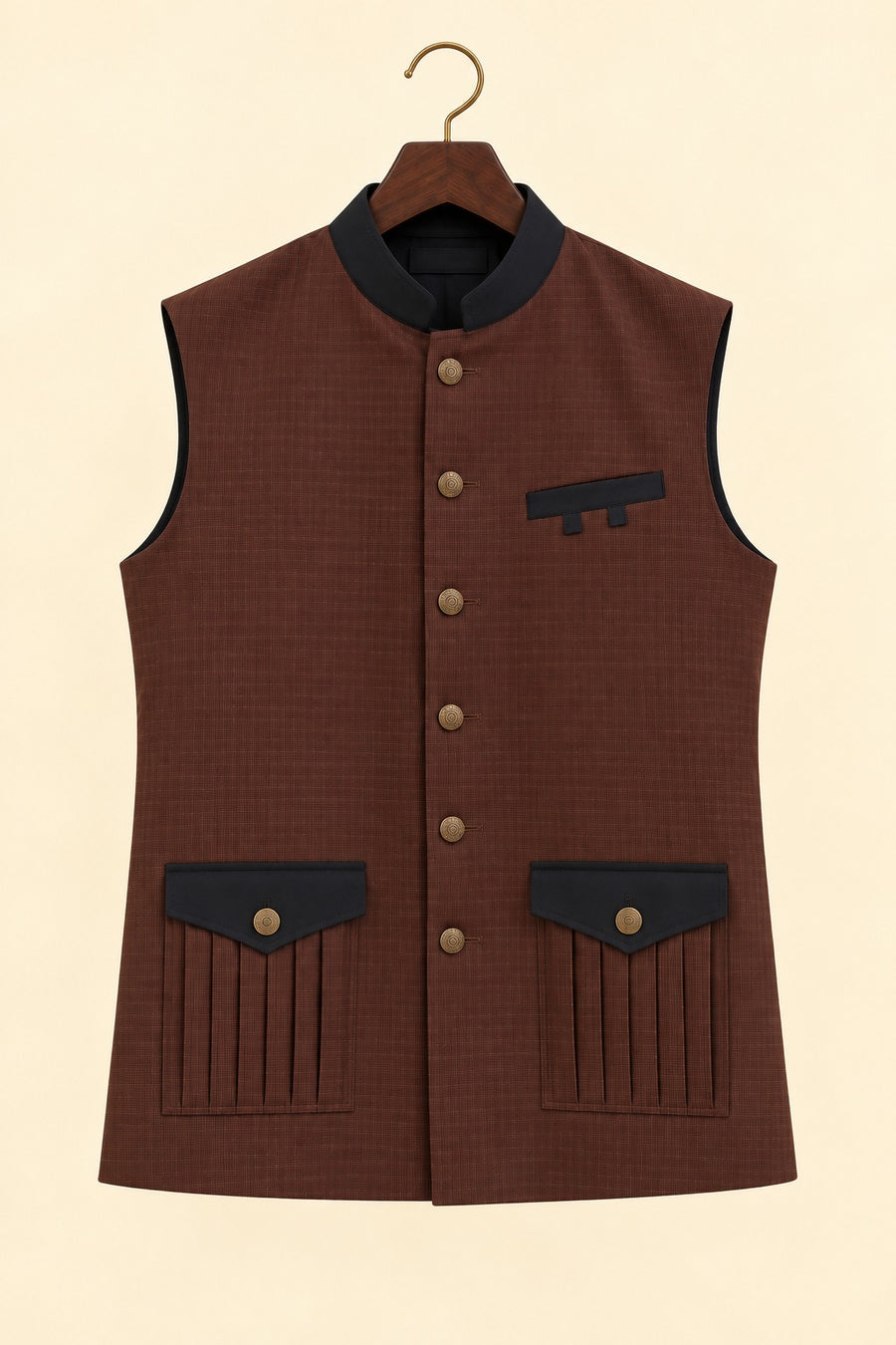 Wine Check Nehru Jacket