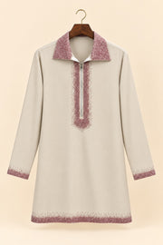 Zip-Collar Embroidered Kurta - hanger